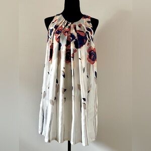 Anthropologie l XS Isabella Sinclair Floral Silk Pleated Swing Dress